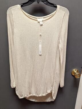 Caslon Beige Oatmeal Light Heather Shirttail Tunic Pullover Sweater SMALL long